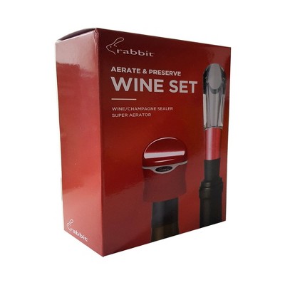 Red Wine Aerator and Preserver Set with Drip-Free Spout