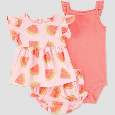 Carter's Just One You® Baby Girls' 3pc Watermelon Top & Bottom Set - Pink