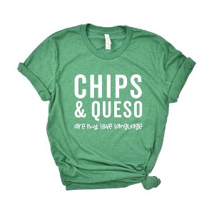 Simply Sage Market Women's Chips and Queso are My Love Language Short Sleeve Graphic Tee - L - Grass - 1 of 3