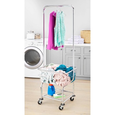 Whitmor Chrome Rolling Laundry Butler with Valet Bar