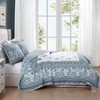 Bebejan Aquamarine Medallion 100% Cotton 3-Piece Reversible Quilted Coverlet Set - 4 of 4