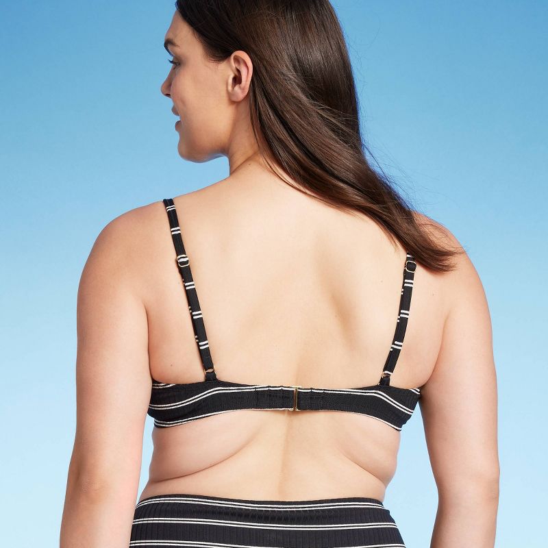 Women's Ribbed Demi Underwire Bikini Top - Shade & Shore™ Black Striped, 6 of 11