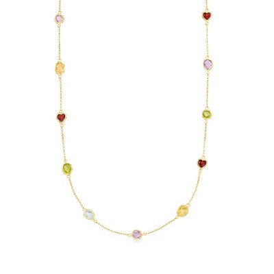 Ross-Simons 8.40 ct. t.w. Multi-Stone Station Necklace in 18kt Gold Over Sterling