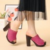 Allegra K Women's Open Round Toe Platform Block Heel Slides Sandals - 2 of 4