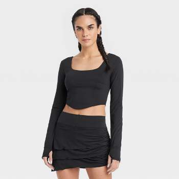 Women's Textured Seamless Long Sleeve Top - Joylab™ Black M : Target
