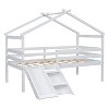 NicBex Twin Loft Bed Low Height Pine Bed Frame House Shape Design with Slide, Inclined Ladder and Full Length Guardrail, No Box Spring Required - 3 of 4