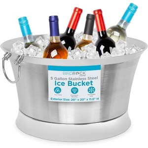 BirdRock Home 19.7Gal Double Wall Round Beverage Tub - Stainless Steel - 1 of 4