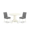 East West Furniture  3Pc Dining Table Set Includes a Wood Dining Table and 2 Kitchen Chairs with Solid Wood Seat Drop Leaf Table with Slat Back Chairs - 2 of 4