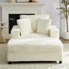 Mjkone Corduroy Comfy Chaise Lounge With Storage Ottoman&Armrests,Upholstered Sleeper Single Sofa Bed - 3 of 4