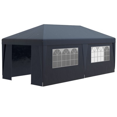 VisioGear 10'*19.5' Pop Up Canopy Tent with Sidewalls, Height Adjustable Party Tent, Event Shelter with Double Doors, Blue, 232.25"*117"*112.25"
