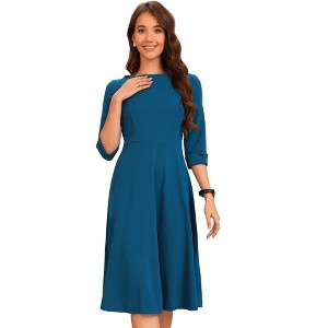 INSPIRE CHIC Women's 3/4 Sleeve Elegant Boat Neck Wear to Work Dress - 1 of 4