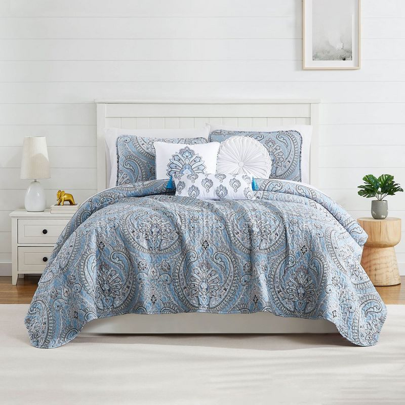 Southshore Fine Living Pure Melody Oversized 6-Piece Quilt Bedding Set with coordinating shams, 4 of 7