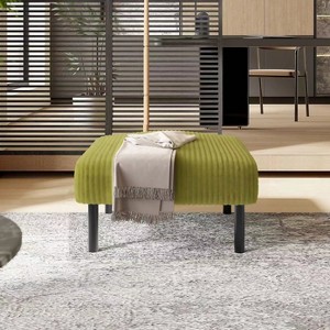 Sapphtopaz Modern Square Ottoman Corduroy Footstool with Legs Small Vanity Stool with Soft Padded Ottoman for Living Room, Bedroom, Entryway - 1 of 4