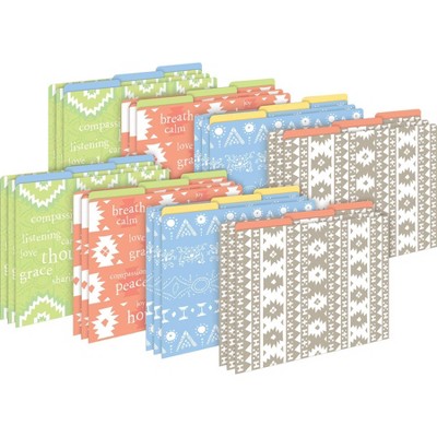 Barker Creek Thoughtfulness 14pt Letter-Size File Folders Multi-Design Set 24 per Set: Paper, Top Tab, 50 Sheet Capacity, 12"x9.5"