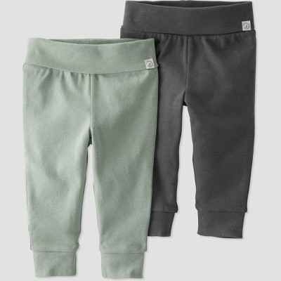 Image of Baby 2pk Organic Cotton Pull-On Pants - little planet by carter's Gray Preemie