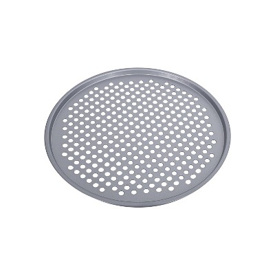 14" Silver Nonstick Aluminized Steel Pizza Crisper with Holes