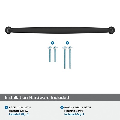Matte Black 10-1/16 inch Modern Cabinet Pull with Mounting Hardware