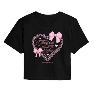 Women's - Instant Message - Trust With All Your Heart Cropped Graphic T-Shirt - 1 of 4