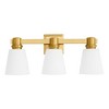 POWLIG 22" Gold Vanity Light Fixture - 3-Light Dimmable Bathroom Lighting with Cone Milk White Glass Shades, Modern Farmhouse - 2 of 4
