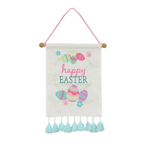 Kitchen Towels with Hanging Loop 2 Pack, Cute Easter Eggs Colorful