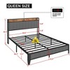 CAVINAS Queen Size Bed Frame with Charging Station for Bedroom,Metal Platform Bed with Upholstered Headboard - 3 of 4