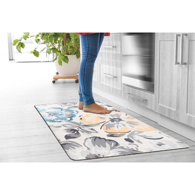 Cream Modern Floral Anti-Fatigue Standing Mat 18" x 30"