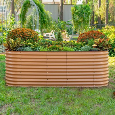 32" Tall Terra Cotta Modular Metal Outdoor Raised Garden Bed