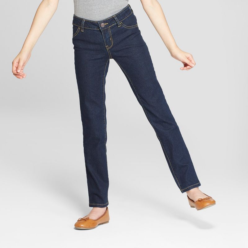 Girls' Mid-Rise Straight Jeans - Cat & Jack™, 1 of 4