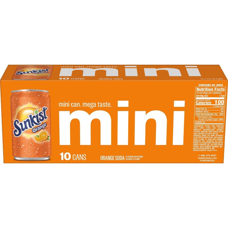 Sunkist Orange Soda - 10pk/7.5 fl oz Mini Cans, 4 of 8
