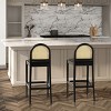 Sapphtopaz Modern Bar Stools with Curved Back, Cane Rattan High Chair with Footrest, Set of 2 Counter Height Bar Stools for Kitchen Island - 2 of 4
