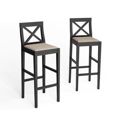 Resenkos Counter Bar Stools, Counter Stool,Bar Chair Counter Height Stool with Backrest, Padded Seat & Footrest,Black
