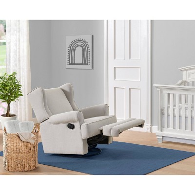 Teegan Sand Swivel Glider Recliner with Plush Wingback Design