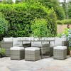 Resenkos Wicker Outdoor Patio Furniture Set, L-Shaped 7 Pieces Outdoor Dining Sectional Sofa, Gray - 3 of 4