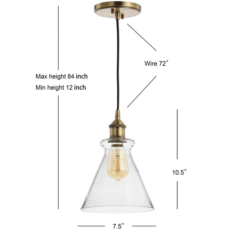 7.5&#34; Adjustable Metal Goldwater Drop Pendant (Includes Energy Efficient Light Bulb) Brass - JONATHAN Y, 5 of 7