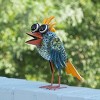 12" Quirky Metal Wide-Eyed Bird Decor Blue - Alpine Corporation - 2 of 4