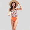 Anna-Kaci Swim Women's Ruched Tankini Top with Adjustable Drawstring and Leopard High Waist Bottoms - 2 of 4