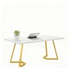 Gulches 55" Computer Desk, Faux Marble Study Desk Office Table - 2 of 4