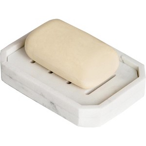 Aoibox Resin Marble-Like Texture Soap Dish with Double Layer Drainage, Removable Top Tier for Easy Cleaning, Anti-Slip Silicone Pads - 1 of 4