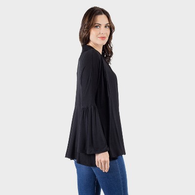 24seven Comfort Apparel Wones Bell Sleeve Open Front Cardigan