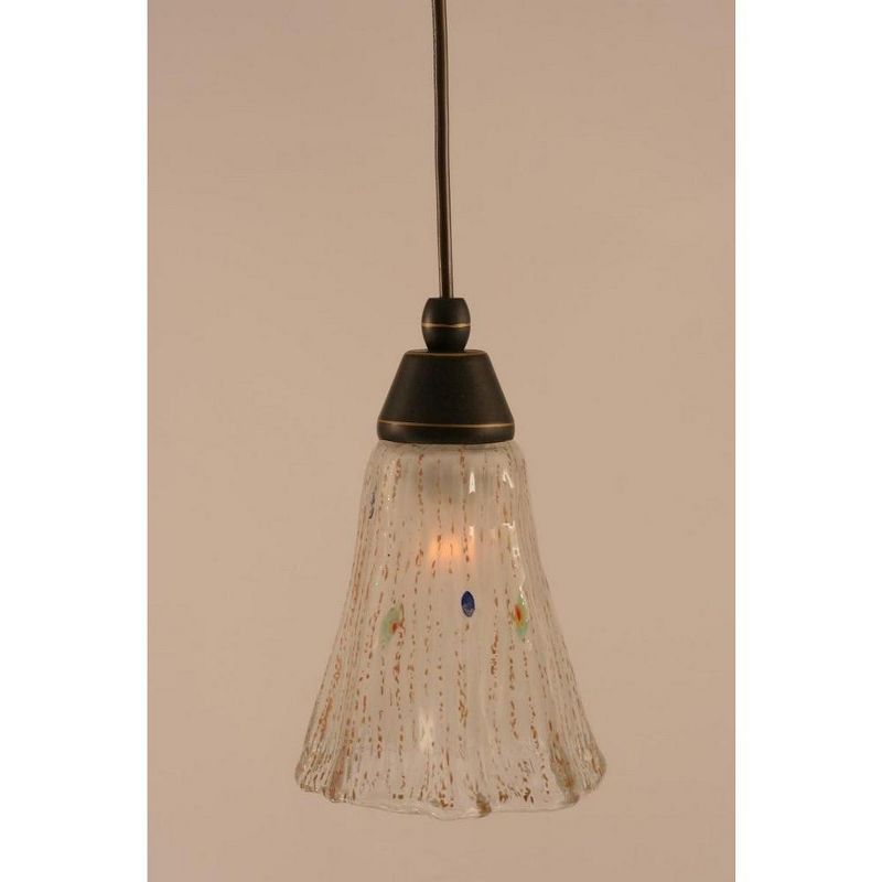 Toltec Lighting Any 1 - Light Pendant in  Dark Granite with 5.5" Fluted Frosted Crystal Shade, 1 of 2
