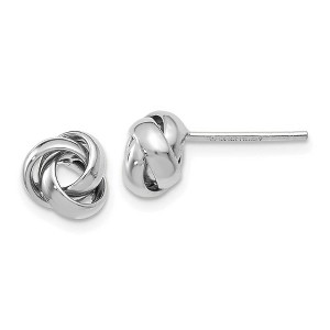 Black Bow Jewelry 7mm (1/4 Inch) Polished Love Knot Post Earrings in 14k White Gold - 1 of 4