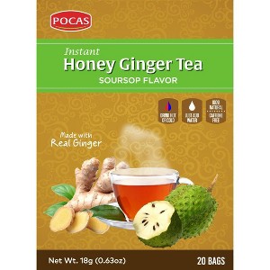 Pocas Honey Ginger Tea - Instant Powder Packets with Soursop & Ginger Honey Crystals Tea, Non-GMO/Gluten Free/Caffeine Free Tea, 20 Count (Pack of 2) - 1 of 4