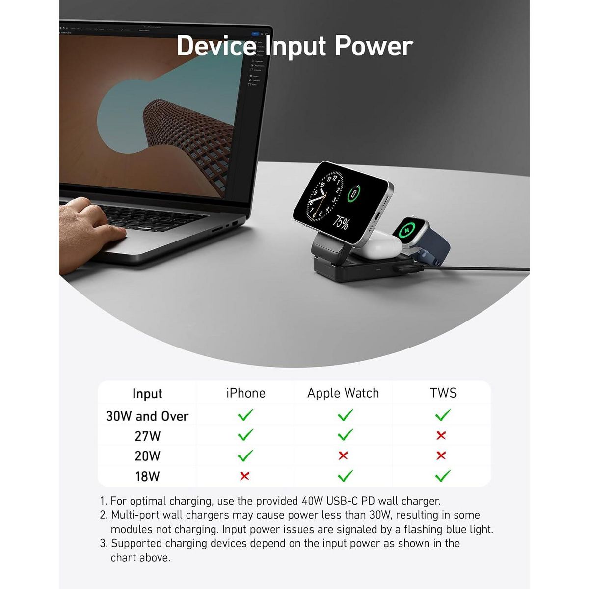 Anker MagSafe Charger Compatible, MagGo 3-in-1 Charging Station, Qi2 Certified - thumbnail 6