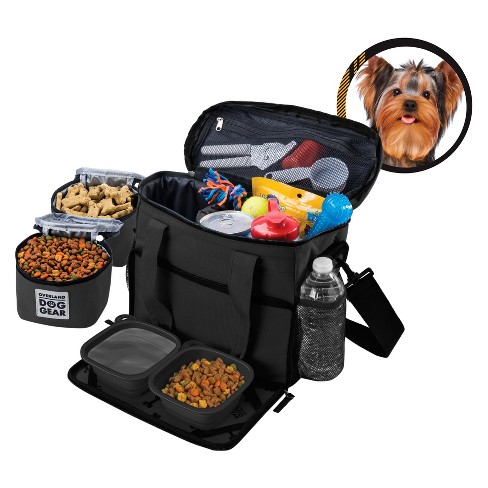 Overland Dog Gear™ Travel Bag - Week Away Bag For Small Dogs With 2 Food Carriers, Placemat & 2 ...