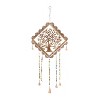 29" x 14" Eclectic Metal Tree Windchime with Beaded Strands Gold - Olivia & May: Iron Construction, Decorative Bells, Spot Clean - 3 of 4