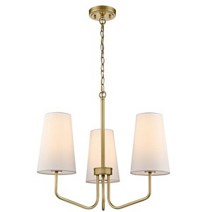 Claxy 3-light Vintage Gold Pendant Light Fixture with Fabric Shade for Bedroom - 1 of 4