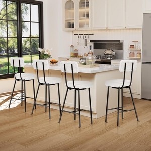 ODK 37" Bar Stools Set of 4, Modern Upholstered Kitchen Bar Stools with Back and Metal Legs for Kitchen Island Dining Room Bar, Beige - 1 of 4