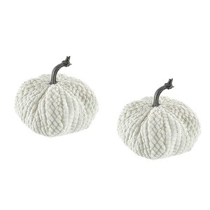 Whisen Set of 2, 6.7x6.7x7.8"H Fabric Pumpkin, Pumpkin Ornament Decor for Harvest Festival Fall Festival, Thanksgiving - 1 of 4
