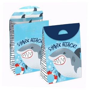 Big Dot of Happiness Shark Zone - Jawsome Shark Party or Birthday Gift Favor Bags - Party Goodie Boxes - Set of 12 - 1 of 4