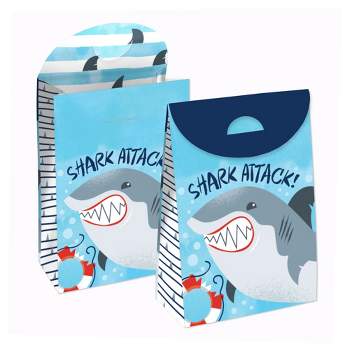 Big Dot of Happiness Shark Zone - Jawsome Shark Party or Birthday Gift Favor Bags - Party Goodie Boxes - Set of 12